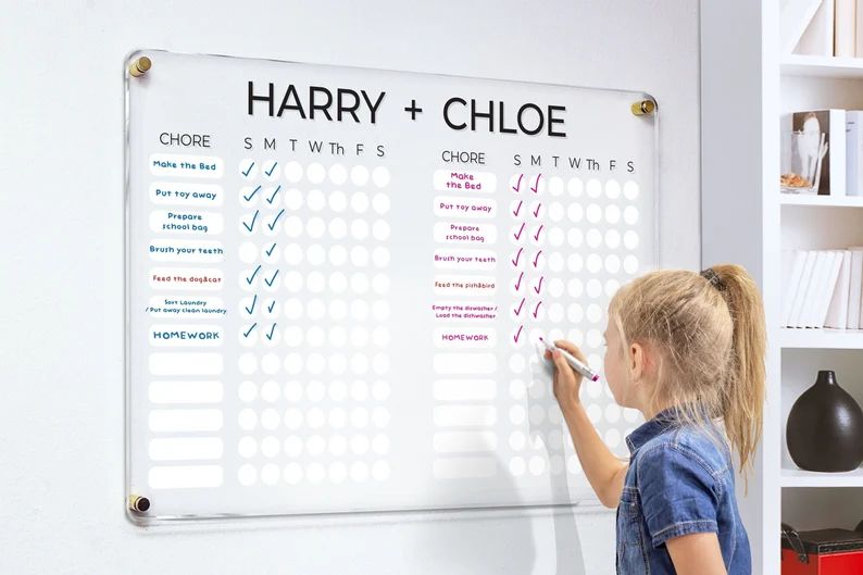 Personalized Chore Chart Acrylic Chore Chart for Children Dry Erase Responsibility Chart Family P... | Etsy (US)