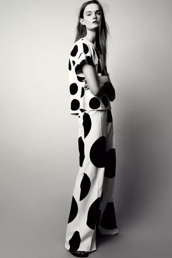 ZW COLLECTION POLKA DOT WIDE-LEG PANTS | Zara US