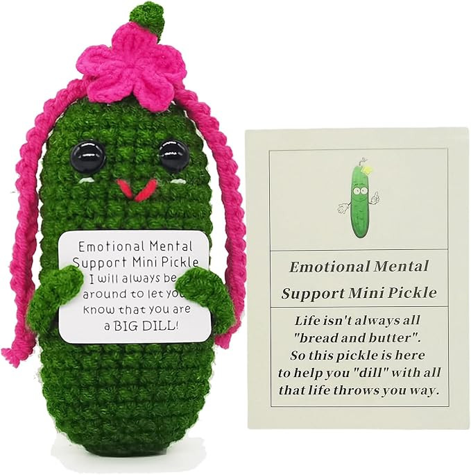 Funny Crochet Pickles 1 Pcs with Affirmations Cards for Inspirational Novelty Good Luck Gift and ... | Amazon (US)