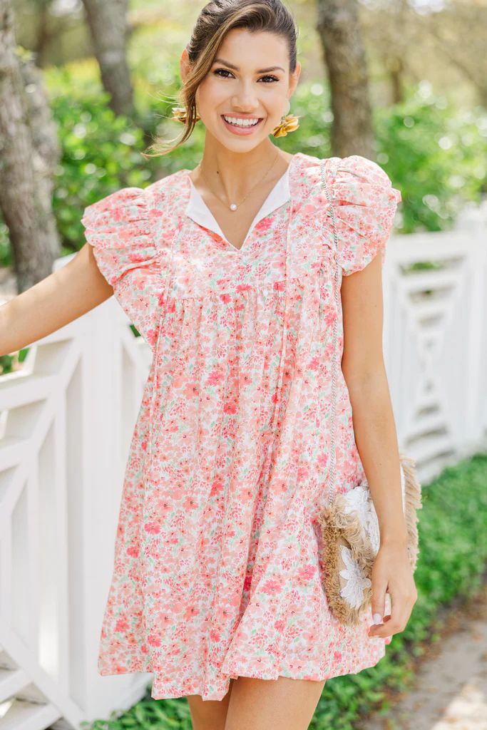 This Is The Day Coral Pink Ditsy Floral Dress | The Mint Julep Boutique