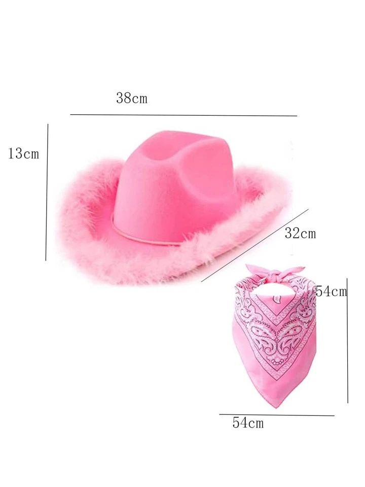 1pc Women Feather Decor Fashionable Costume Fedora Hat & 1pc Paisley Print Bandana For Party | SHEIN