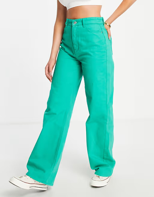 New Look wide leg dad jeans in green | ASOS (Global)