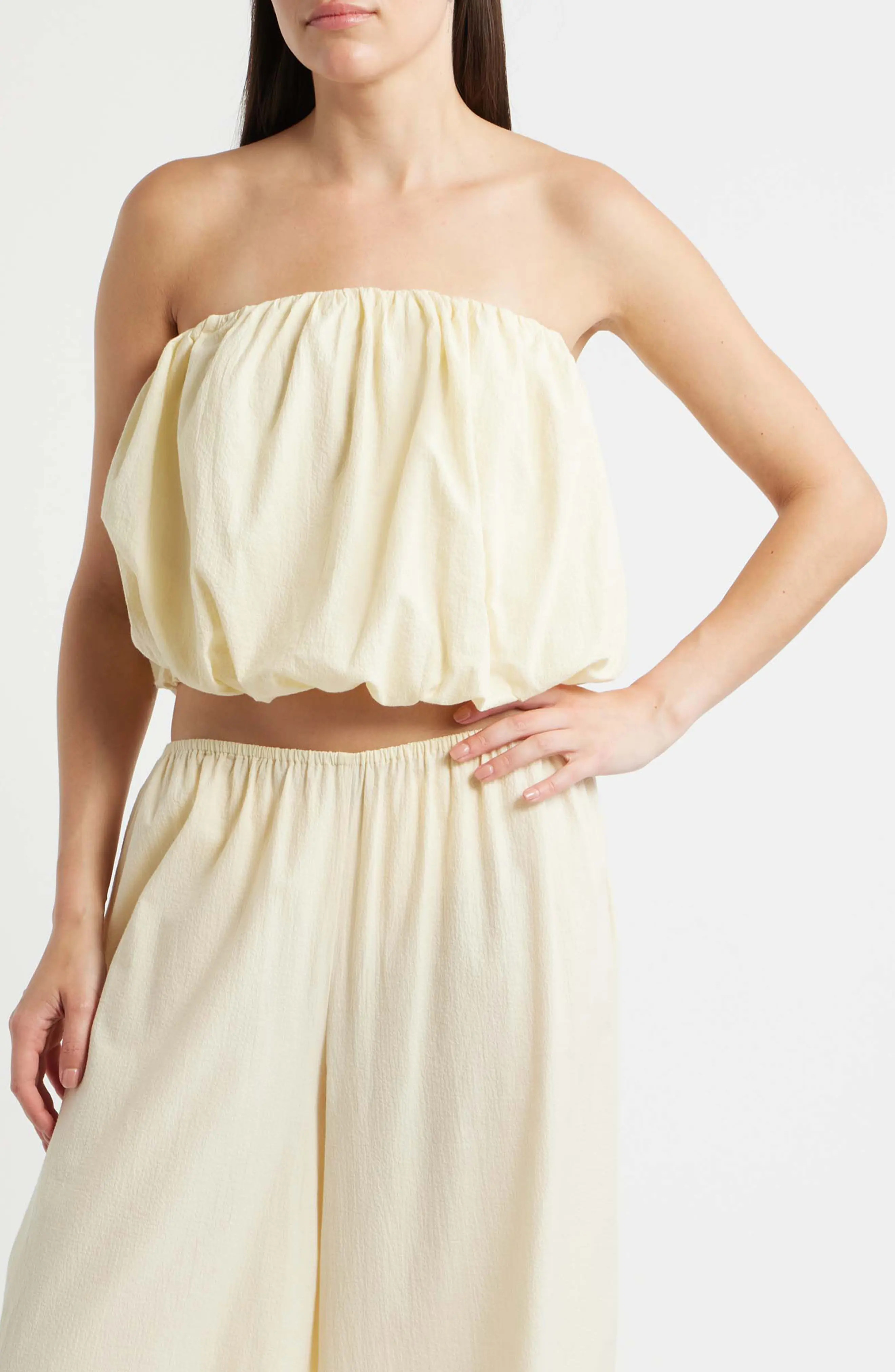 Faithfull the Brand Camila Strapless Stretch Cotton Bubble Top (Women) | Nordstrom | Nordstrom