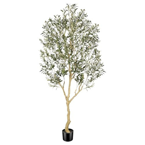 Realead 8ft Faux Olive Tree - Tall Artificial Olive Tree Indoor with Large Olive Branches and Realistic Leaves - Large Fake Olive Tree for Home Office Living Room Decor | Amazon (US)