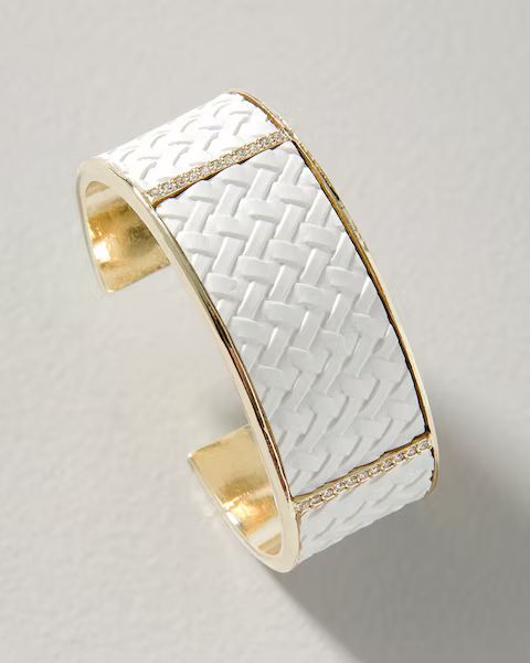 White & Goldtone Leather Cuff | White House Black Market