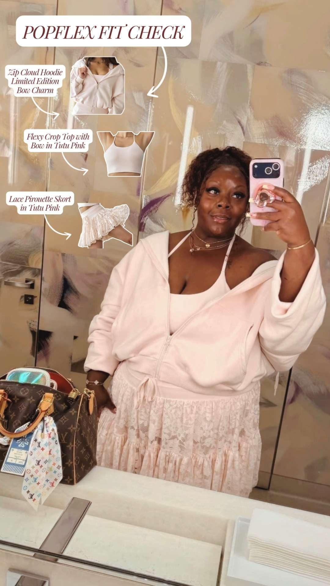 Currently traveling and keeping it cozy but cute on the move! 💕✈️ Today's POPFLEX fit check is giving the ultimate passenger princess vibes. I am completely obsessed with this all-pink look featuring the Zip Cloud Hoodie (Limited Edition Bow Charm), the Flexy Crop Top with Bow, and the gorgeous Lace Pirouette Skort in Tutu Pink. It is the perfect comfortable outfit for a long travel day while still looking completely put together! 🌸✨



You can shop this exact look and other comfy popflex faves linked below! 🛍️



Follow for more @OPERATION_NIKI on IG, TikTok, & Facebook

#POPFLEX #TravelOOTD #AirportStyle #PassengerPrincess #ComfyChic #PlusSizeFashion #CurvyStyle #TravelEssentials #PinkAesthetic #LTKTravel #AirportFit #MirrorSelfie 

 #LTKootd #LTKMidsize #LTKPlusSize