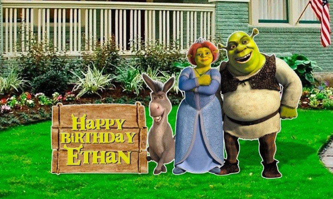 Happy Birthday From Shrek , Fiona Donkey and Dragon You Can Add a Sign If You Would Like - Etsy | Etsy (US)