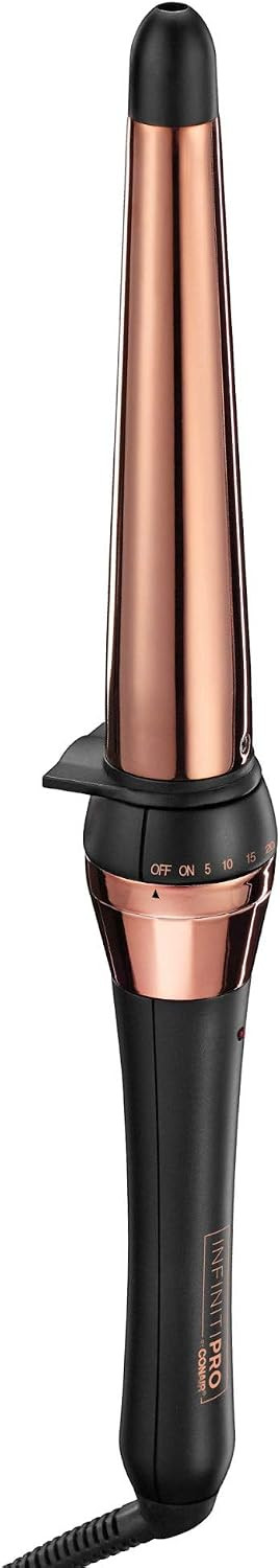 INFINITIPRO BY CONAIR Rose Gold Titanium 1 ¼-inch to ¾-inch Curling Wand, Tapered wand produces... | Amazon (US)