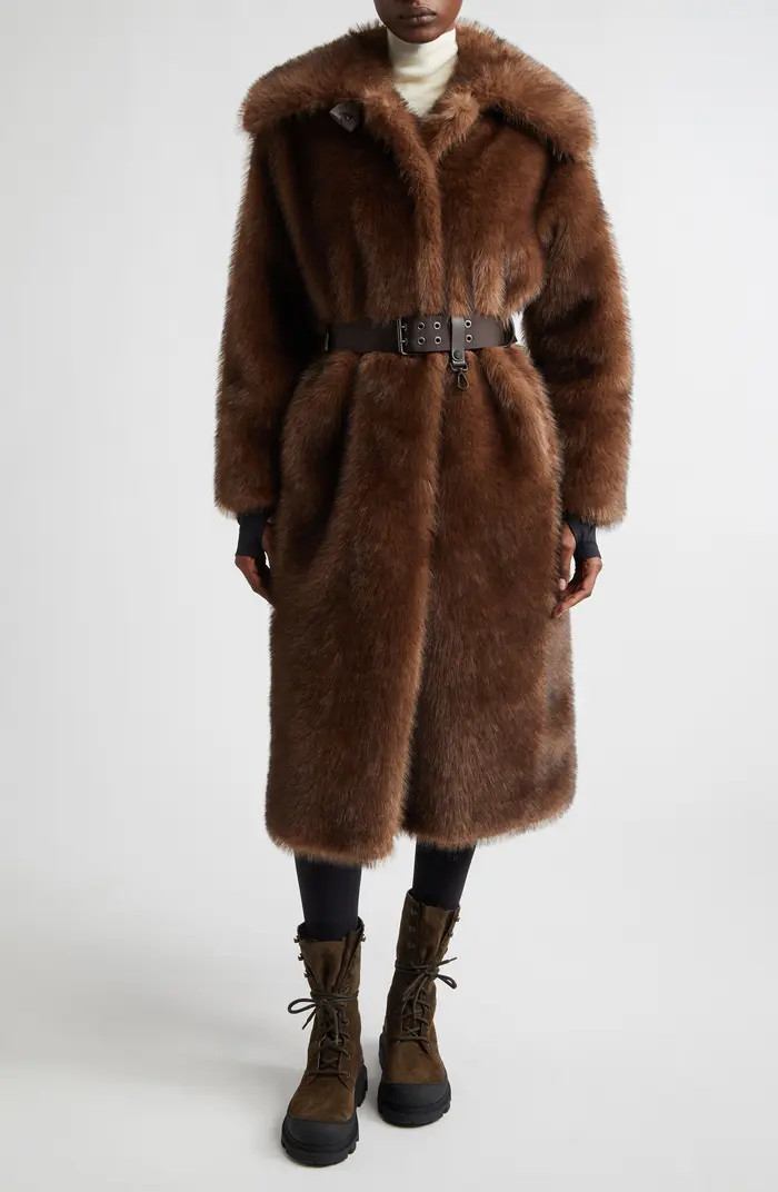 Moncler Grenoble Arly Belted Down Faux Fur Long Coat | Nordstrom | Nordstrom