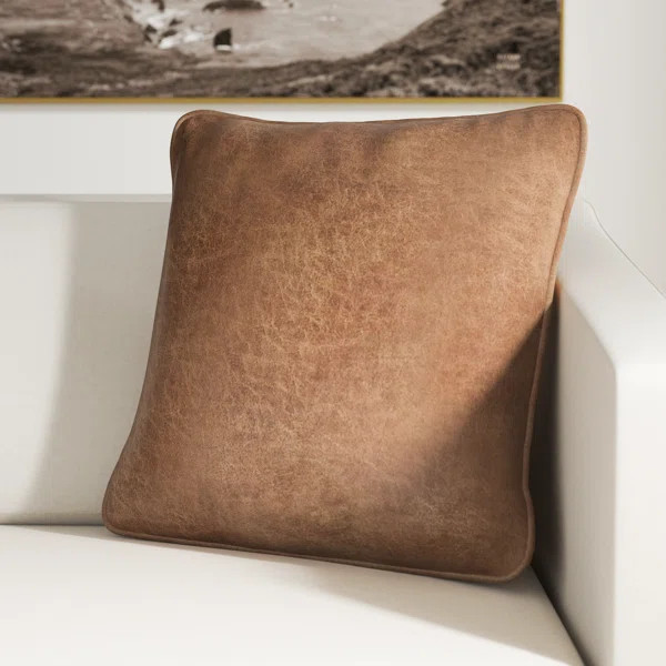 Delmar Decor  Square Faux Leather Throw Pillow Cover | Wayfair | Wayfair North America