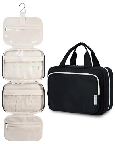 Narwey Large Hanging Travel Toiletry Bag for Women Wash Bag Cosmetics Makeup Bag Organizer for Full Size Accessories (Black (Large)) | Amazon (UK)