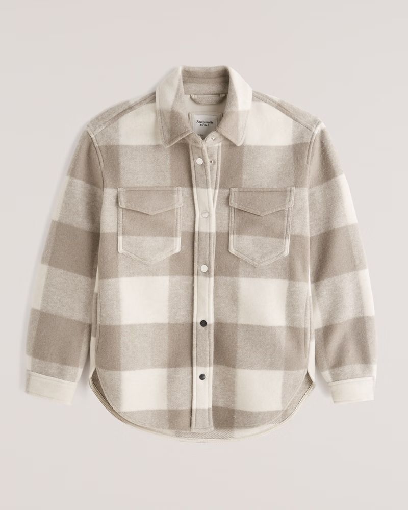 Women's Wool-Blend Shirt Jacket | Women's Coats & Jackets | Abercrombie.com | Abercrombie & Fitch (US)