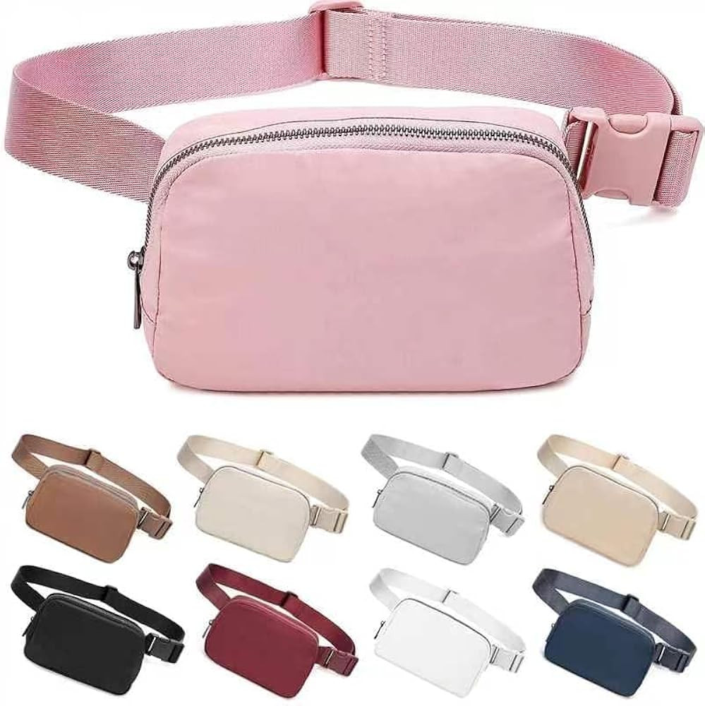 Belt Bag for Women Fanny Pack Dupes, Fashion Crossbody Waist Pack Bag with Adjustable Strap, Everywhere Belt Bag for Travel Outdoors Running Hiking（Pink） | Amazon (US)