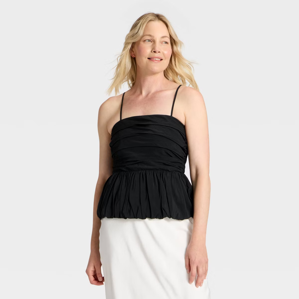Women's Ruched Peplum Cami Top - A New Day™ Black S | Target