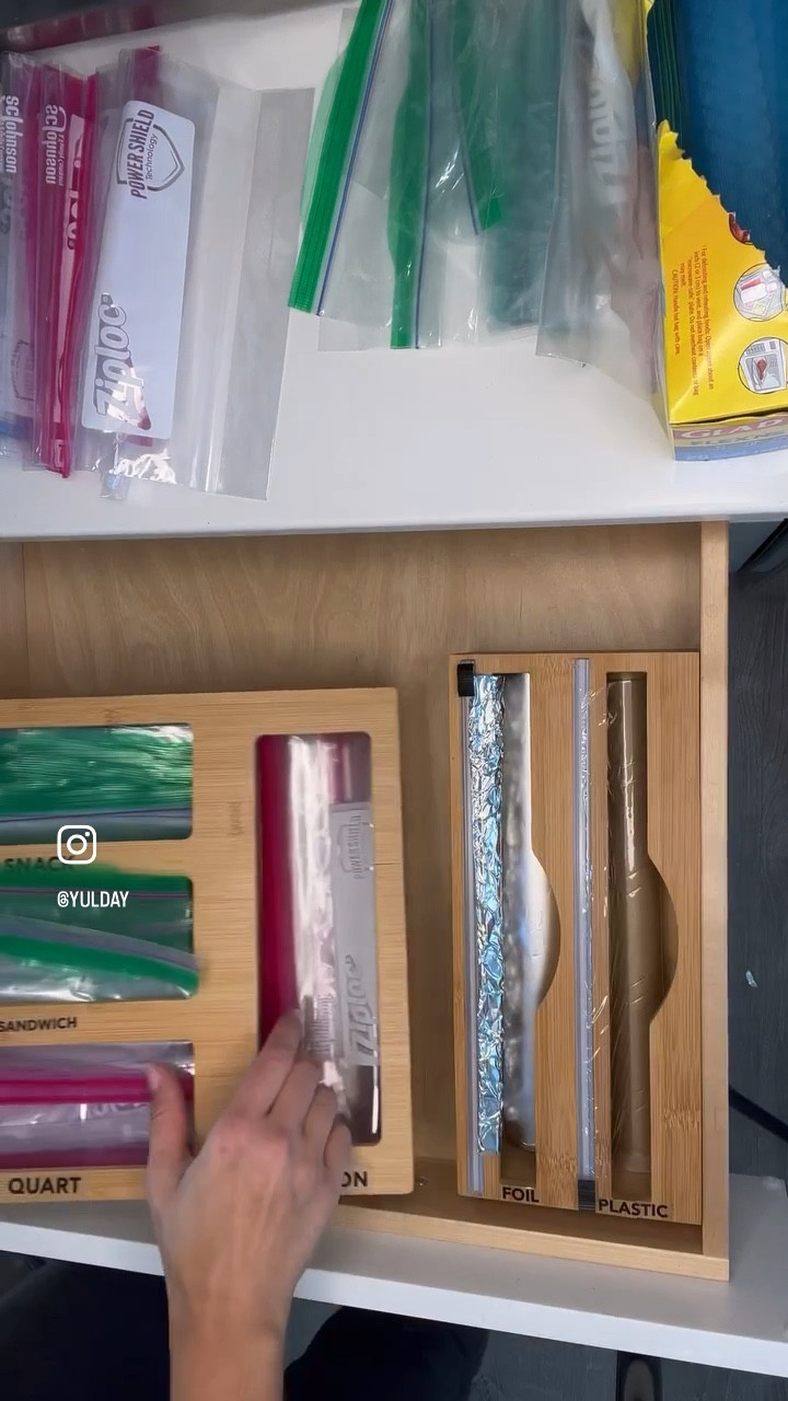 Favourite drawer organiser for foil, plastic wrap and ziplock bags organizer / kitchen organizers 

#LTKVideo #LTKsalealert #LTKhome