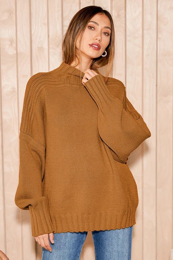 Toasty Mornings Dark Mustard Knit Oversized Sweater | Lulus (US)