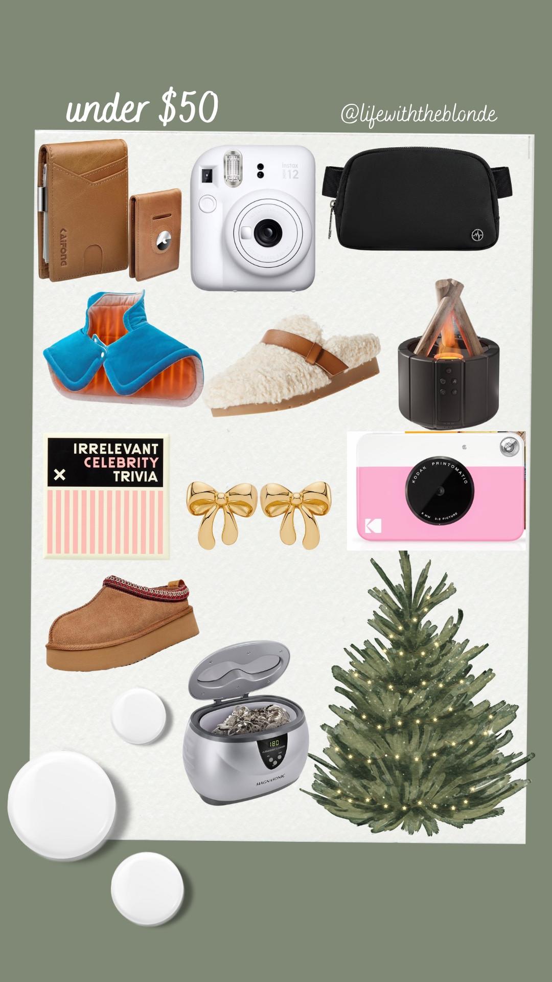 Camera
Uggs
Stocking Stuffers 
Under 50

#LTKBeauty #LTKFindsUnder50 #LTKGiftGuide