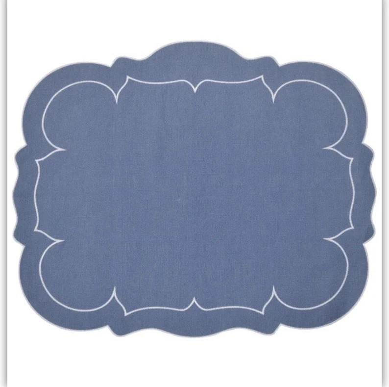 Set of Two Linen Placemats Scallop Rectangular | Etsy | Etsy (US)