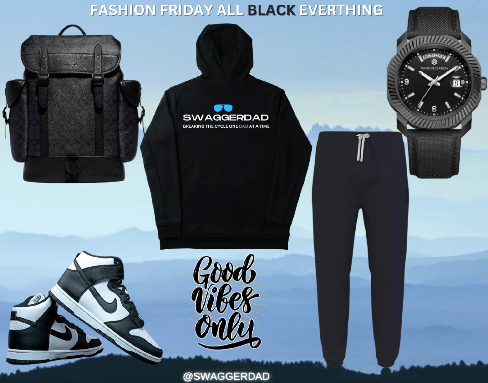 Fashion Friday, All Black Everything😎
Coach backpack, SwaggerDad Classic hoodie,Tommy Hill Sweat pants, Nike Dunk and Turbion Carrera Watch

#LTKfamily #LTKFind #LTKGiftGuide