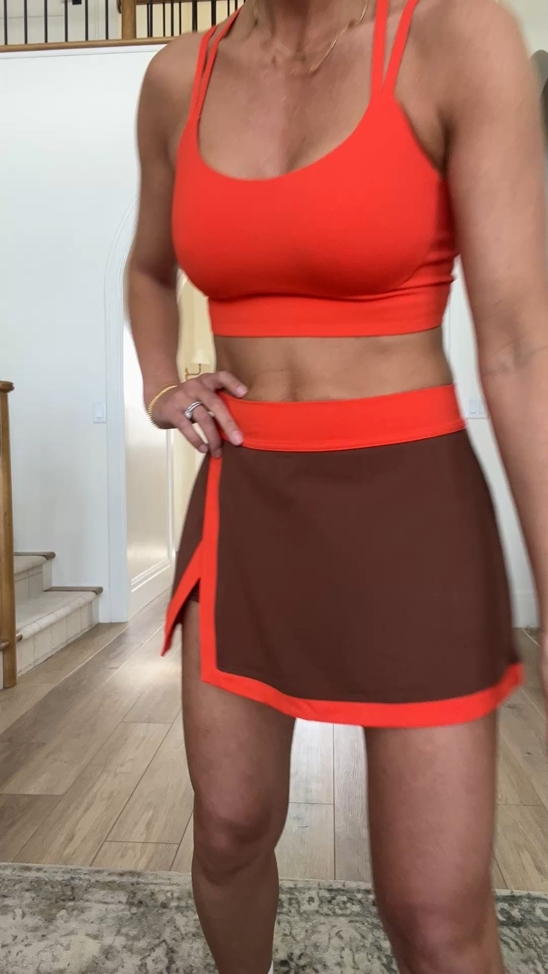 Ok @Aerie. This outfit is a 10/10. Beyond comfortable and the fits are flattering as well. This sports bra is strappy in back and gives coverage up top. Skirt has built in shorts and the colors are just so fun. 
I’m in a medium in the sports bra and a small in the skirt. Such fun color available! 

#LTKSaleAlert #LTKPetite #LTKActive