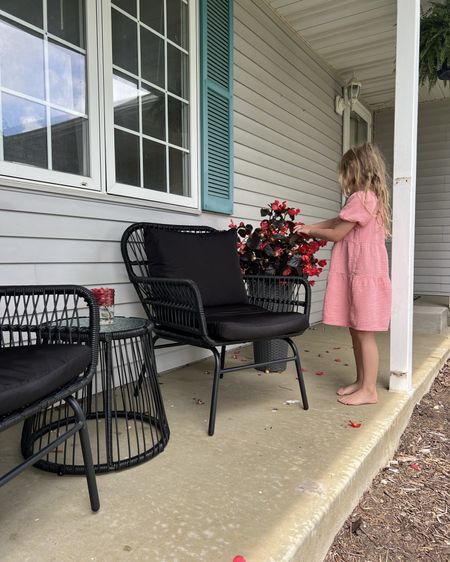Updated modern porch chair set 🩵 Great quality, comfortable, and affordable! Shipping was very fast too. I put these together in 15 min! Highly recommend! The seats are extra wide making for plenty of space. 

Patio chairs | patio set | porch set | porch chairs | outdoor chairs | outdoor furniture | under $200 

#LTKHome #LTKSeasonal #LTKFindsUnder100