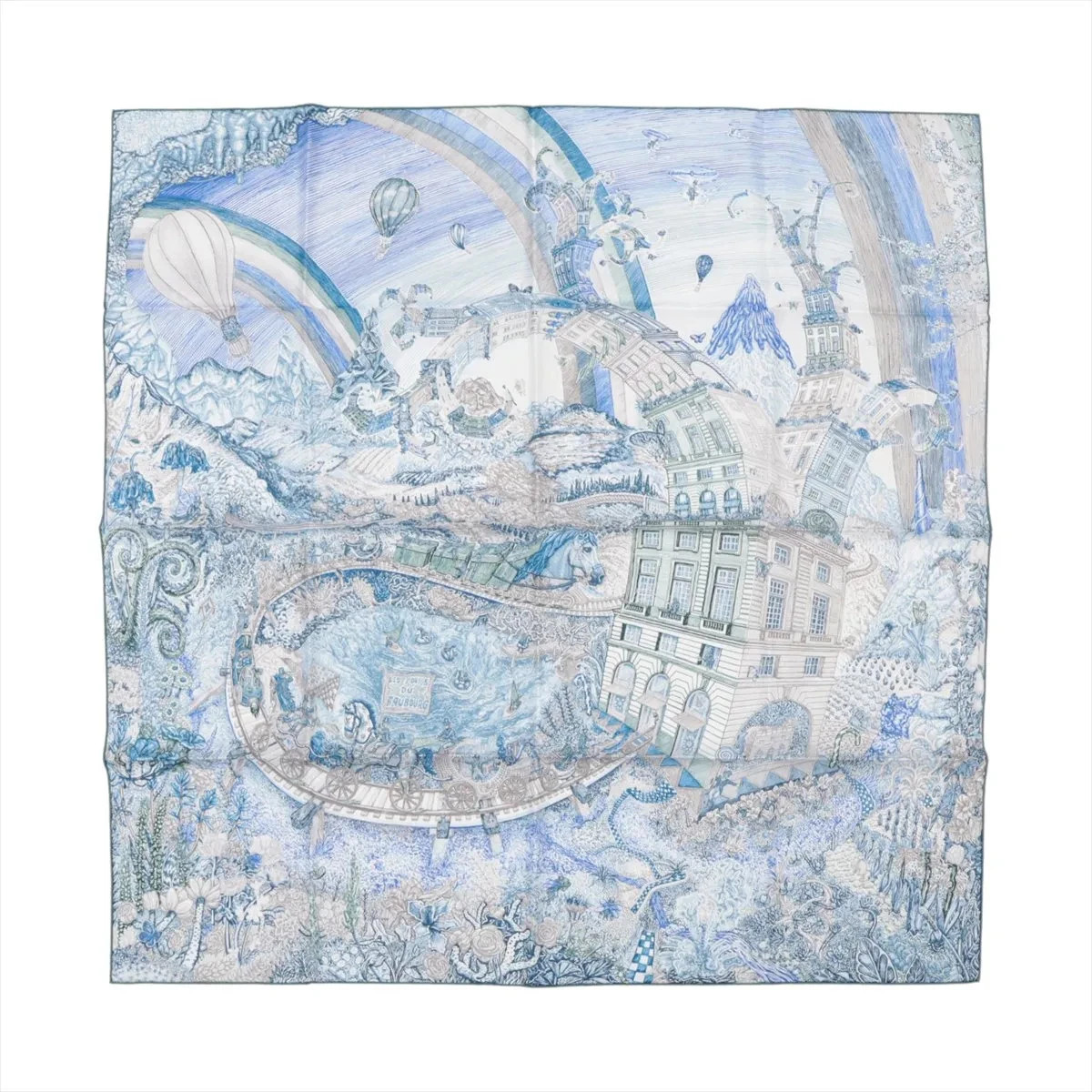 Hermès Carré 90 LES FOLIES DU FAUBOUR crazy Faubourg Scarf Silk Green | eBay US