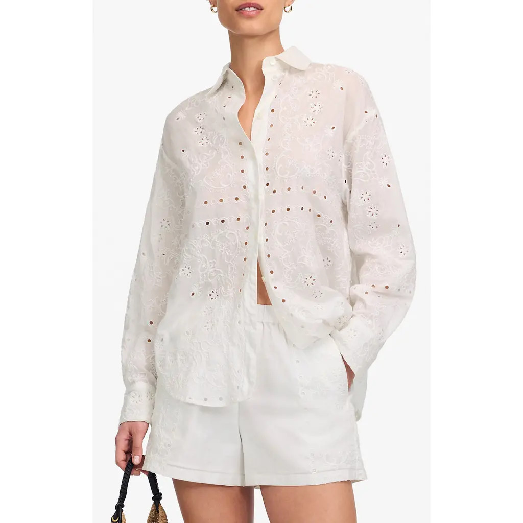 Madewell Eyelet Pull-On Shorts in White at Nordstrom, Size X-Large | Nordstrom