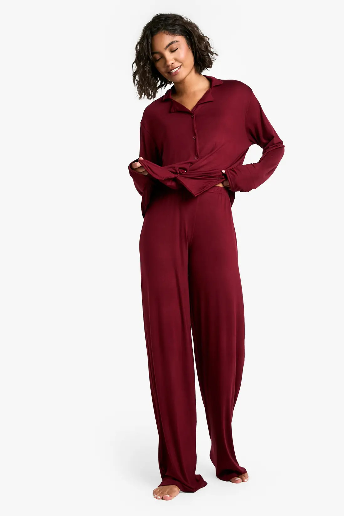 Tall Long Sleeve Shirt & Trousers Pyjama Set | boohoo (US & Canada)