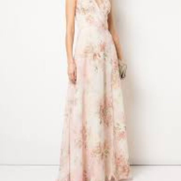 Marchesa Notte Size 10 Blush Floral Print Chiffon Gown - Great Condition | Poshmark
