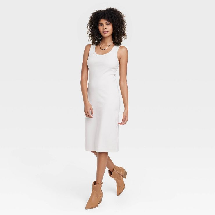 Women's Ribbed Tank Dress - Universal Thread™ Cream M | Target