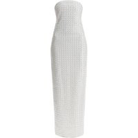 Rotate Long White Cotton Bodycon Dress With Beads Strapless | Balardi (US & Canada)