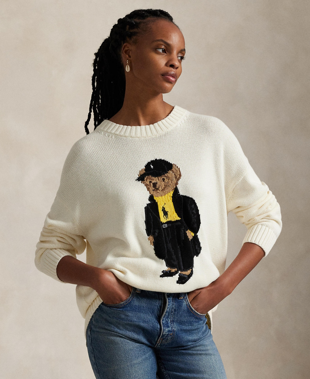 Polo Ralph Lauren Women's Polo Bear Crewneck Sweater - Clubhouse Cream Multi | Macy's