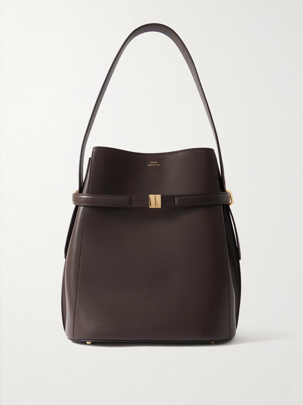 TOTEME - Belted Leather Tote - Brown | NET-A-PORTER (US)