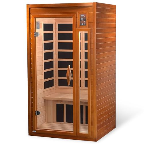 Dynamic Saunas Barcelona 1- to 2-Person Low EMF FAR Infrared Sauna with Red Light Therapy & Bluetooth Speakers | Personal Indoor Dry Heat Sauna for Home & Gym – Made from Canadian Hemlock | Amazon (US)