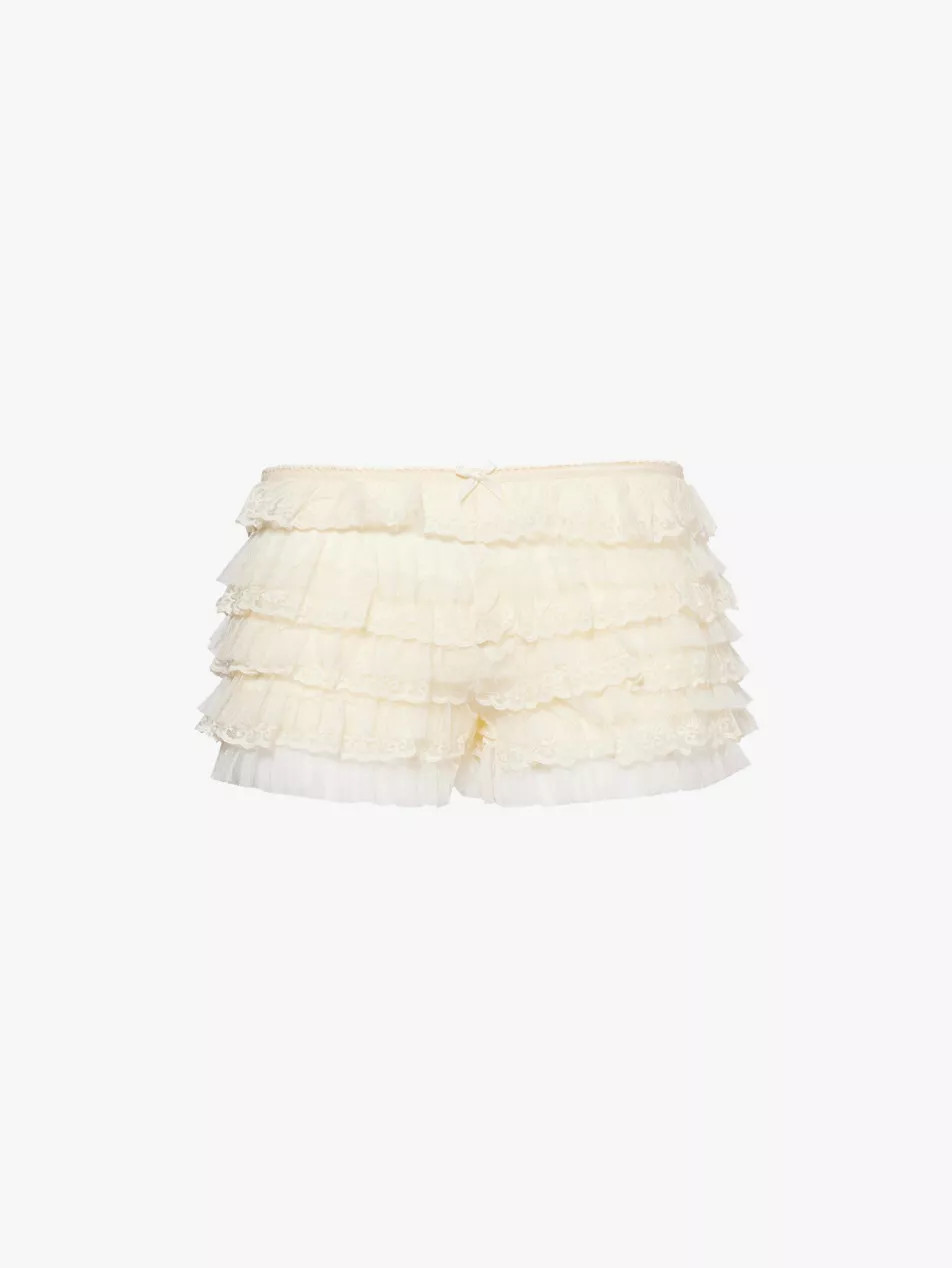 Rhea ruffle-frill lace bloomer shorts | Selfridges