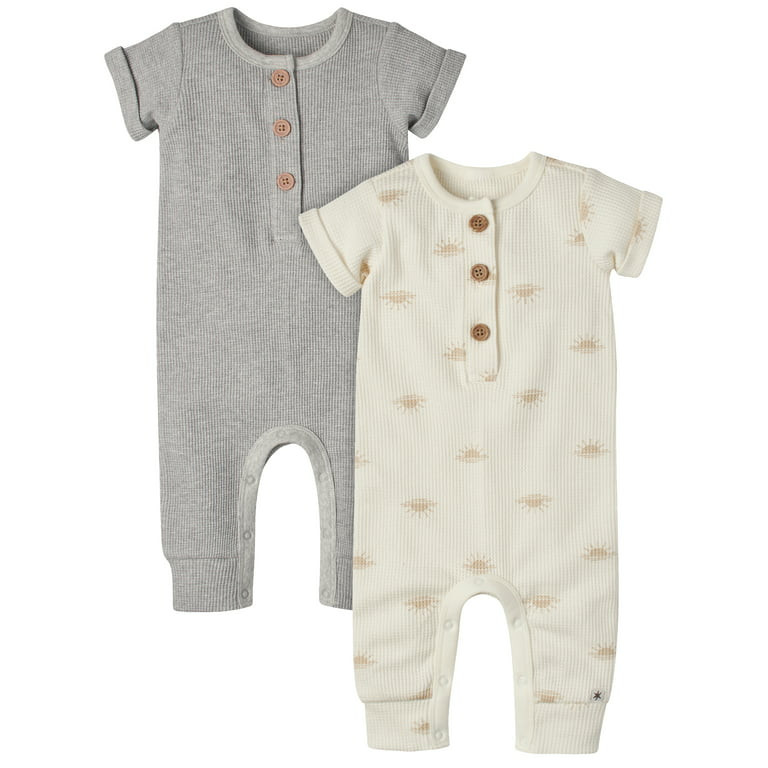 Modern Moments by Gerber Baby Girl Waffle Romper, 2-Pack, Sizes 0/3 -24 Months | Walmart (US)