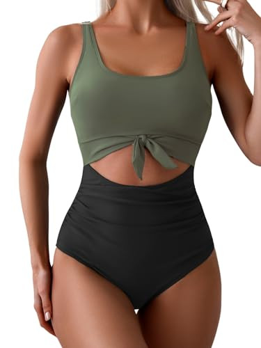 Eomenie Women's One Piece Swimsuit Tummy Control Slimming Bathing Suit Cutout Tie Knot Swimwear | Amazon (US)