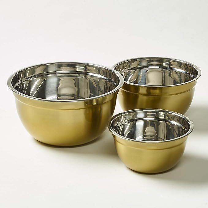 Hoan 5234391 Mixing Bowls, 3 piece, Gold | Amazon (US)