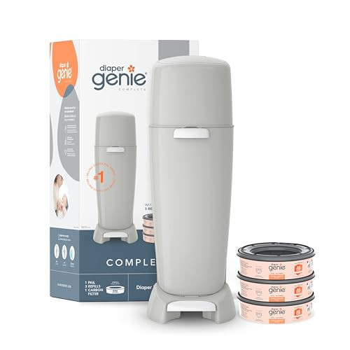 Diaper Genie Complete Diaper Pail (Grey) with Odor Control | Includes 1 Diaper Trash Can, 3 Refill Bags, 1 Carbon Filter, 4 Piece Set | Amazon (US)