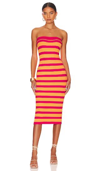 Lesley Ribbed Strapless Dress in Pink & Orange | Revolve Clothing (Global)