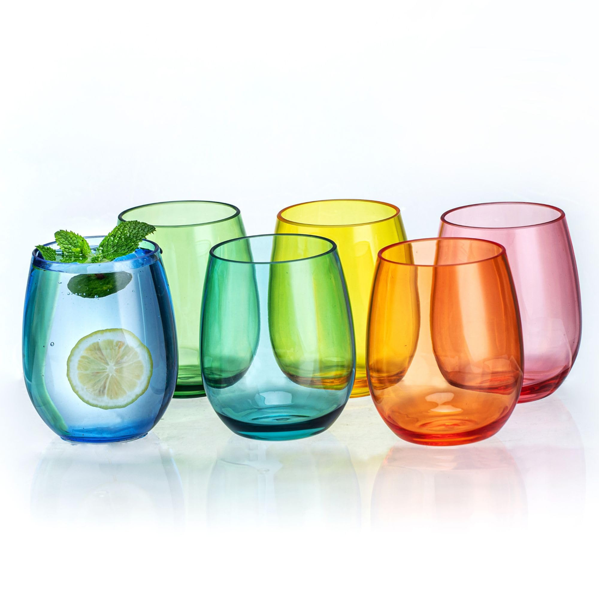 18oz Colorful Stemless Wines Cups, Shatter-Proof Acrylic Glasses Drinkware, Reusable Plastic Bar ... | Amazon (US)