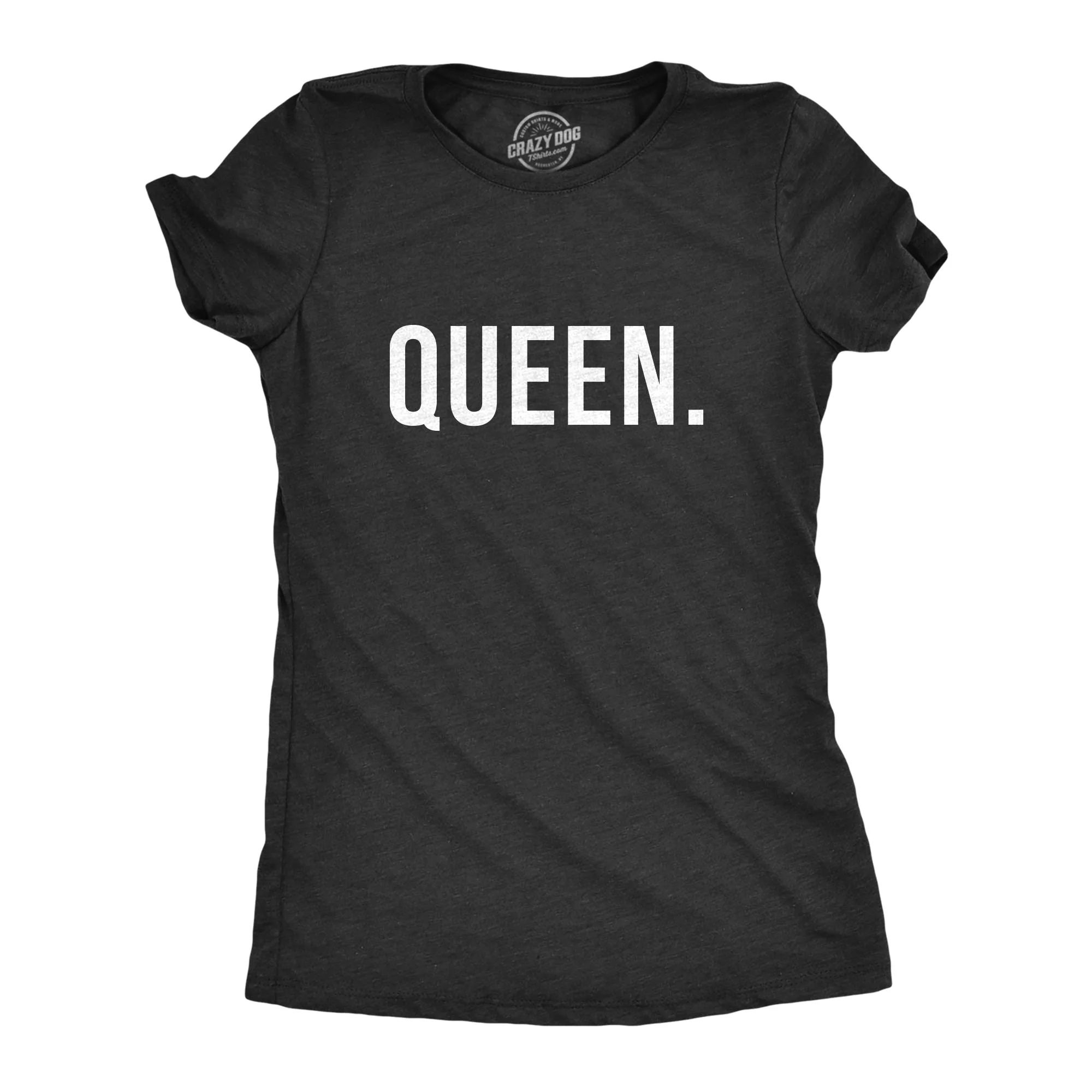 Womens Queen Shirt Funny Novelty Tee Matching King and Queen Couples T shirt (Heather Black) - S ... | Walmart (US)