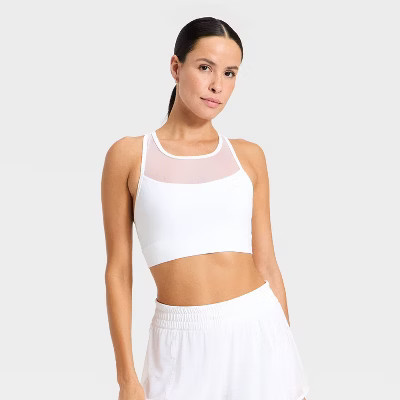 Women's Super Flex Medium Support Racerback Sports Bra - All In Motion™ True White S | Target