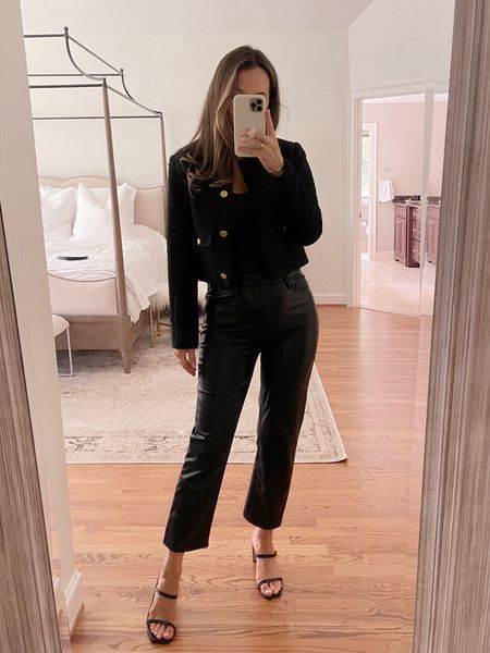Tweed jacket (runs true, wearing S) and Abercrombie leather ankle straight pants (run like denim, go with your true size, I wear 26).

The Abercrombie Semi-Annual Denim Sale! 25% off all denim and 15% off almost everything else! 

Plus use the code DENIMAF at checkout for an additional 15% off that can be stacked with the 25% off!

#LTKsalealert #LTKMostLoved #LTKstyletip