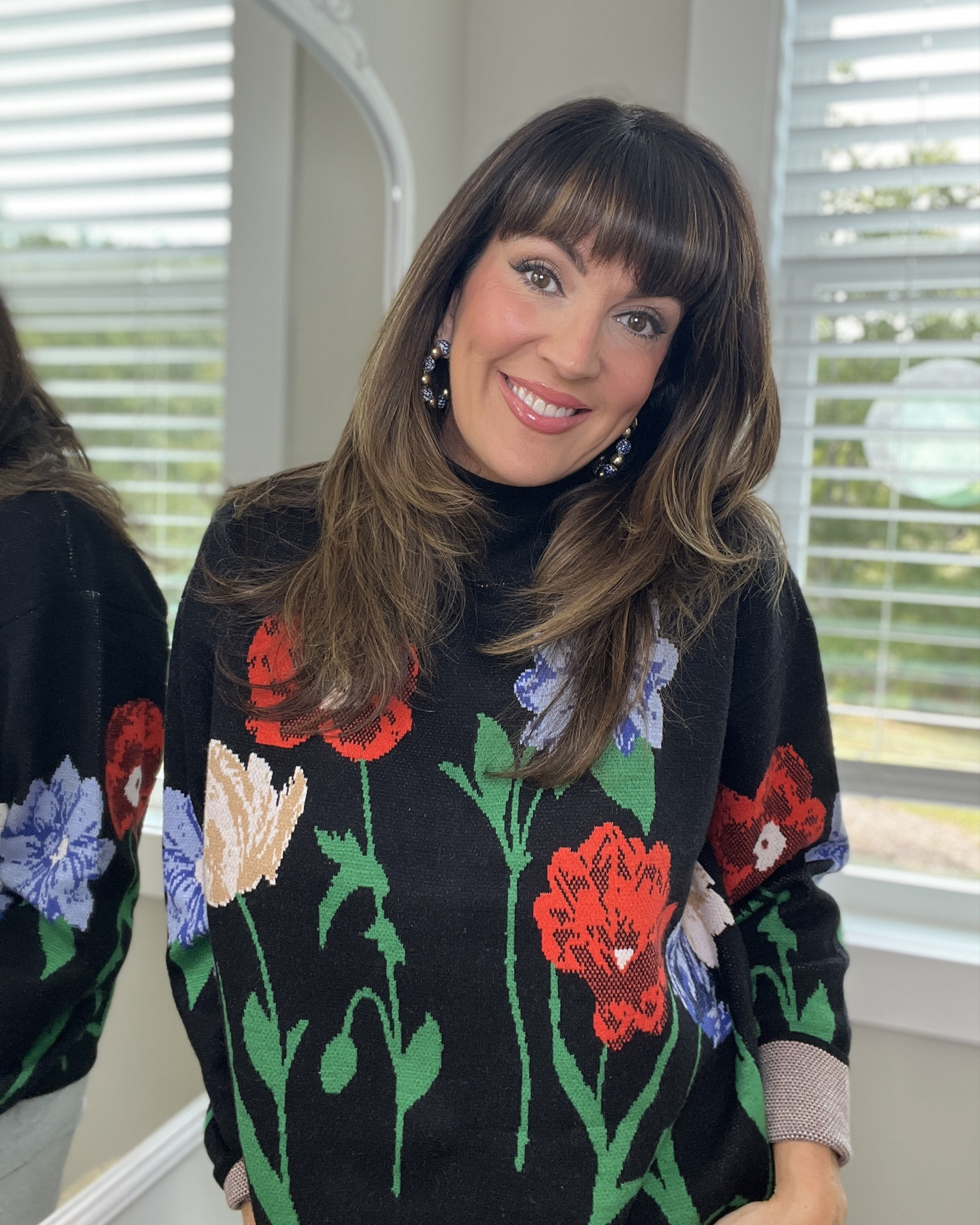 This MAEVE Anthro sweater comes in over 15 different prints & colors!🖤❤️🩵💚 I love the soft slightly boxy fit. Wearing a small. 

#LTKFindsUnder100 #LTKStyleTip #LTKSeasonal