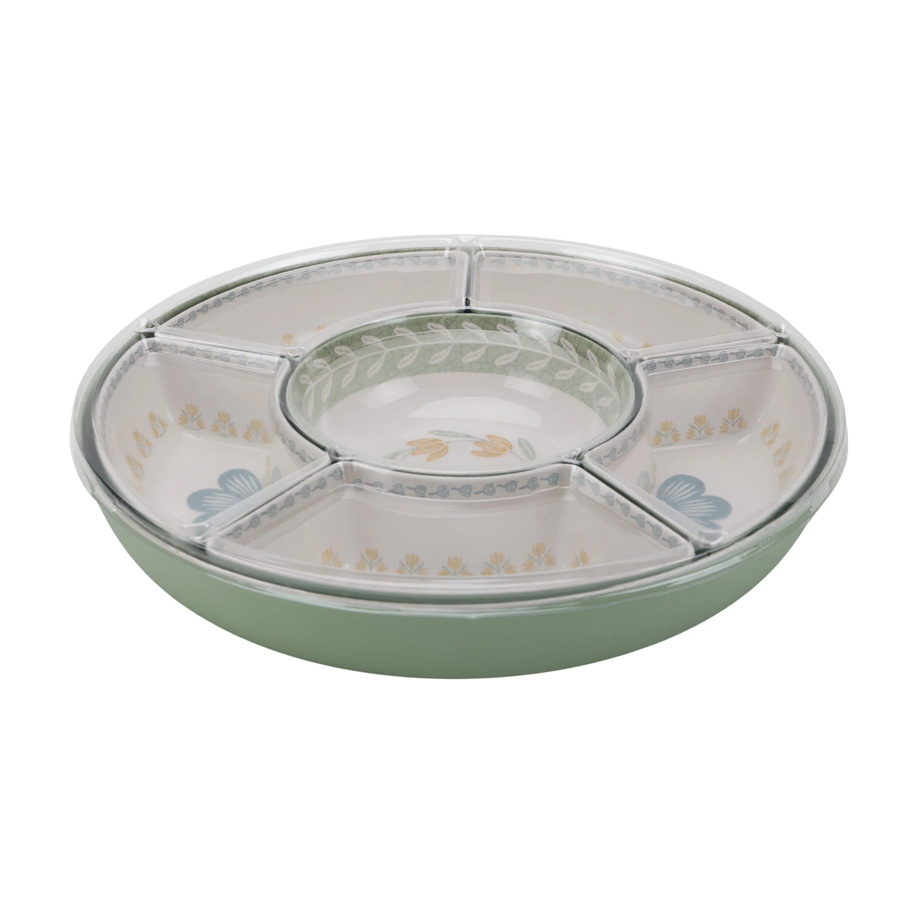 Better Homes and Gardens Bamboo Melamine Floral Chip and Dip Serve Tray | Walmart (US)