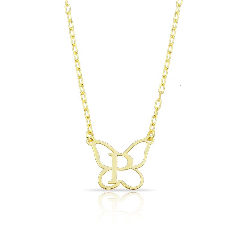 Custom Butterfly Initial Necklace | The Sis Kiss