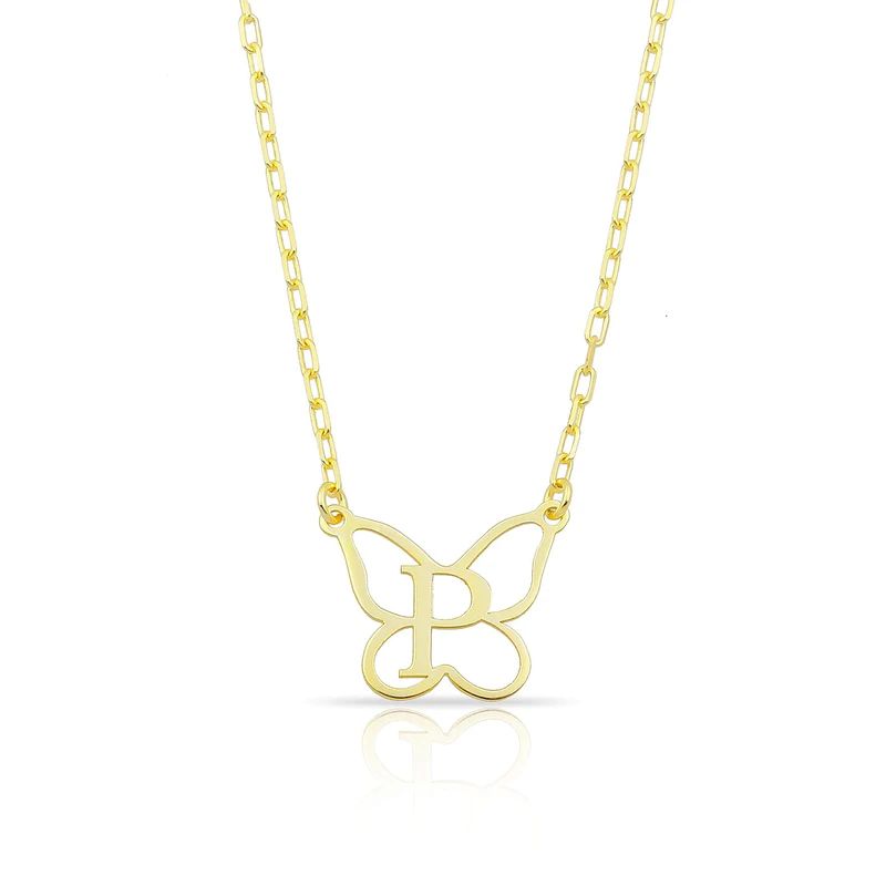 Custom Butterfly Initial Necklace | The Sis Kiss