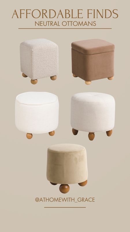 Ottomans with bun feet or wooden feet. Neutral ottomans. Affordable finds. Love these neutral ottomans from TJ Maxx and Marshall’s  

#LTKHome #LTKFamily #LTKFindsUnder100