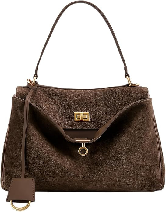 Genuine Leather Purse for Women: Suede Leather Tote Bag - Fashion Ladies Shoulder Handbag for Tra... | Amazon (US)